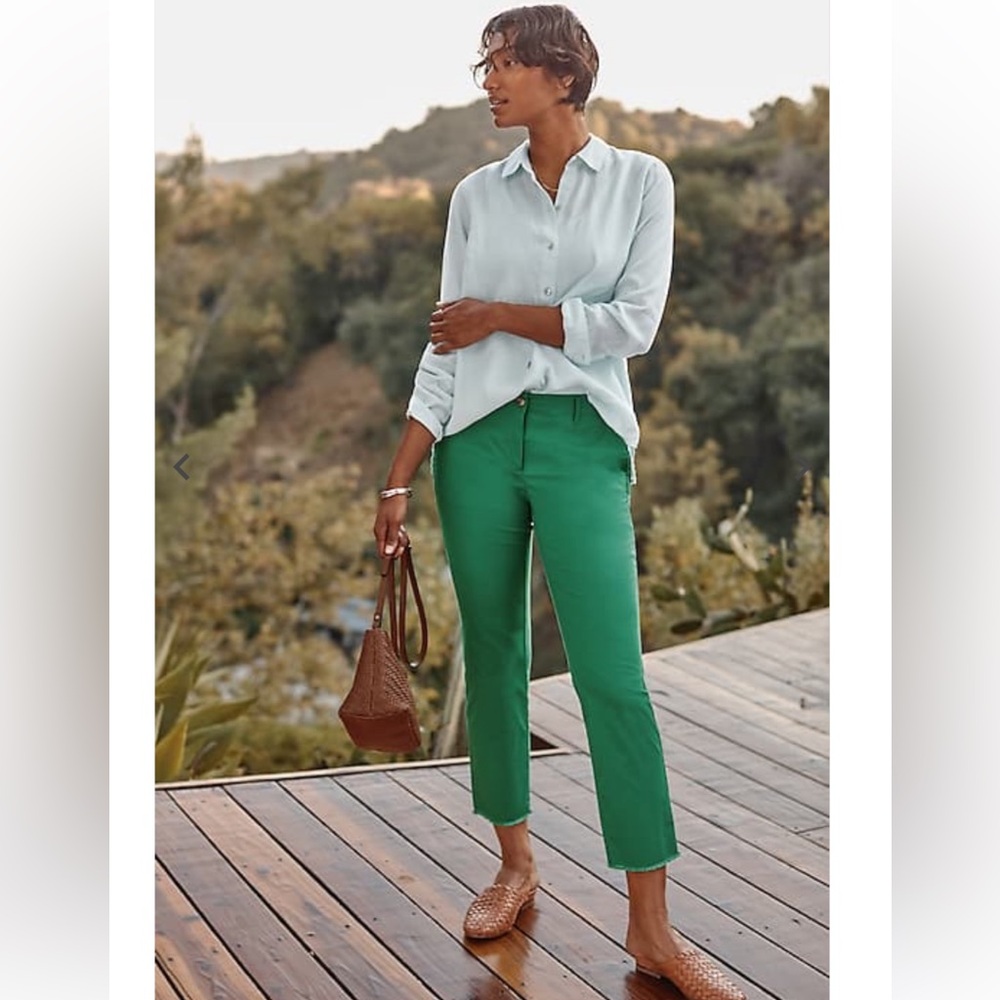 J. Jill Fringe Hem Pima Chino Cropped Pants